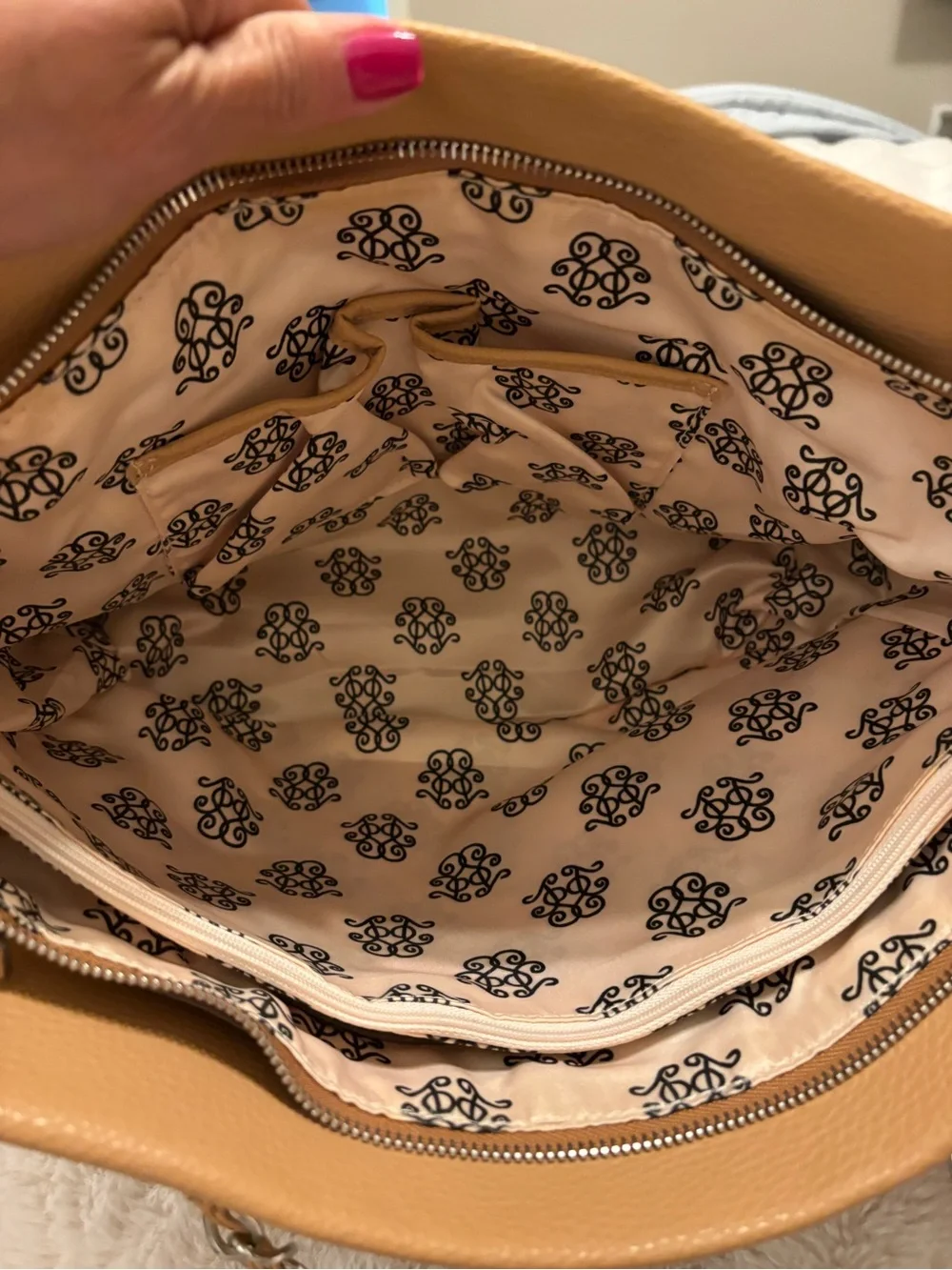 Jessica Simpson Mustard Leather Chain-Handle Tote